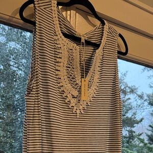NWT Max Studio Navy and White Striped Tank Dress